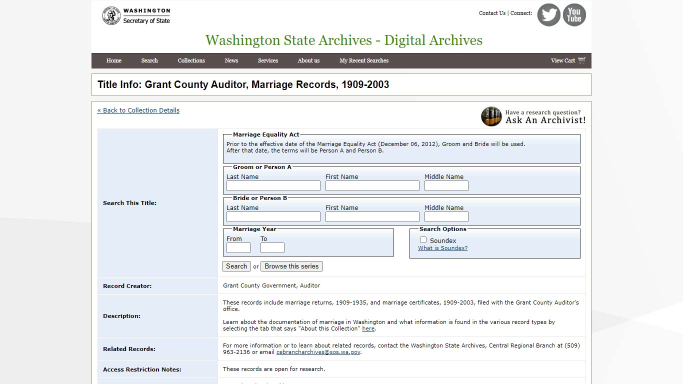 Washington State Archives, Digital Archives - Title Info ...