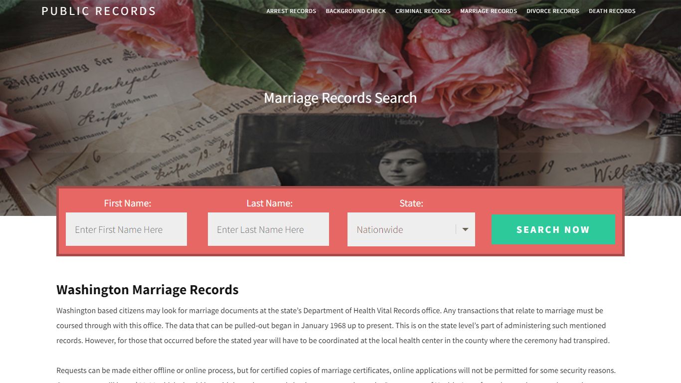 Washington Marriage Records | Enter Name and Search ...